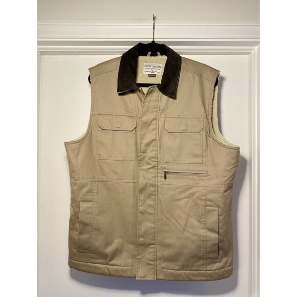 Cody James Vest Mens Size Large Tan Brown Sherpa Lined Western Cowboy Outdoors - Picture 1 of 8